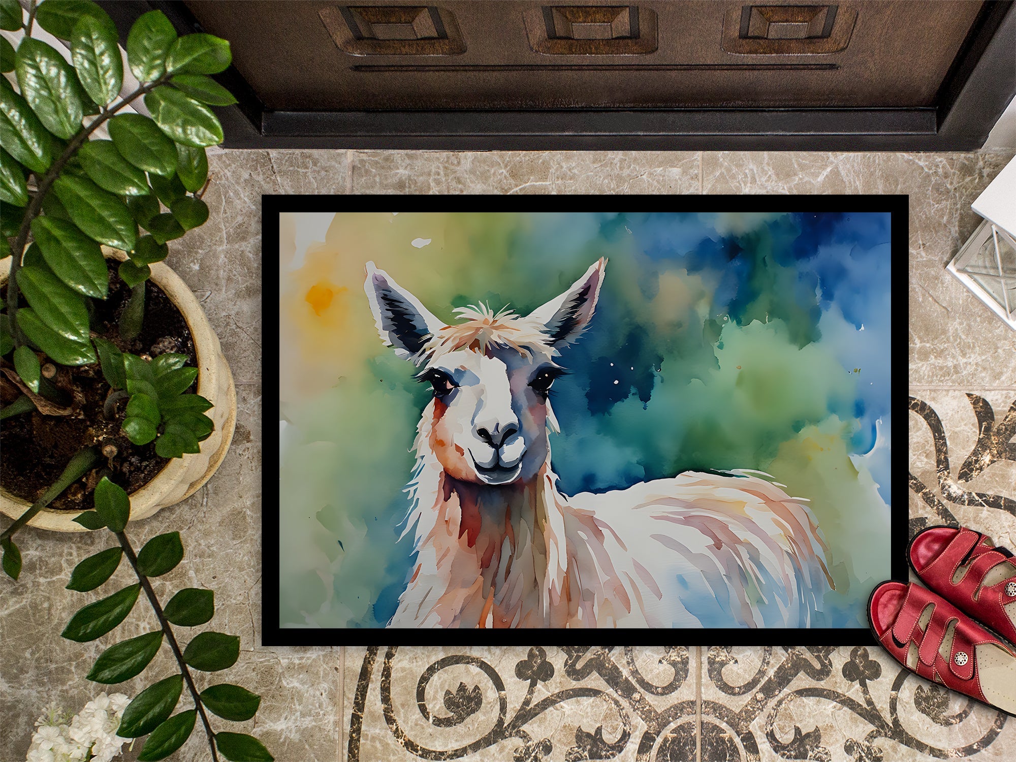 Llama Doormat Indoor Outdoor 18H X 27W Front Door Mat Rugs for Entryway, Non Slip Washable