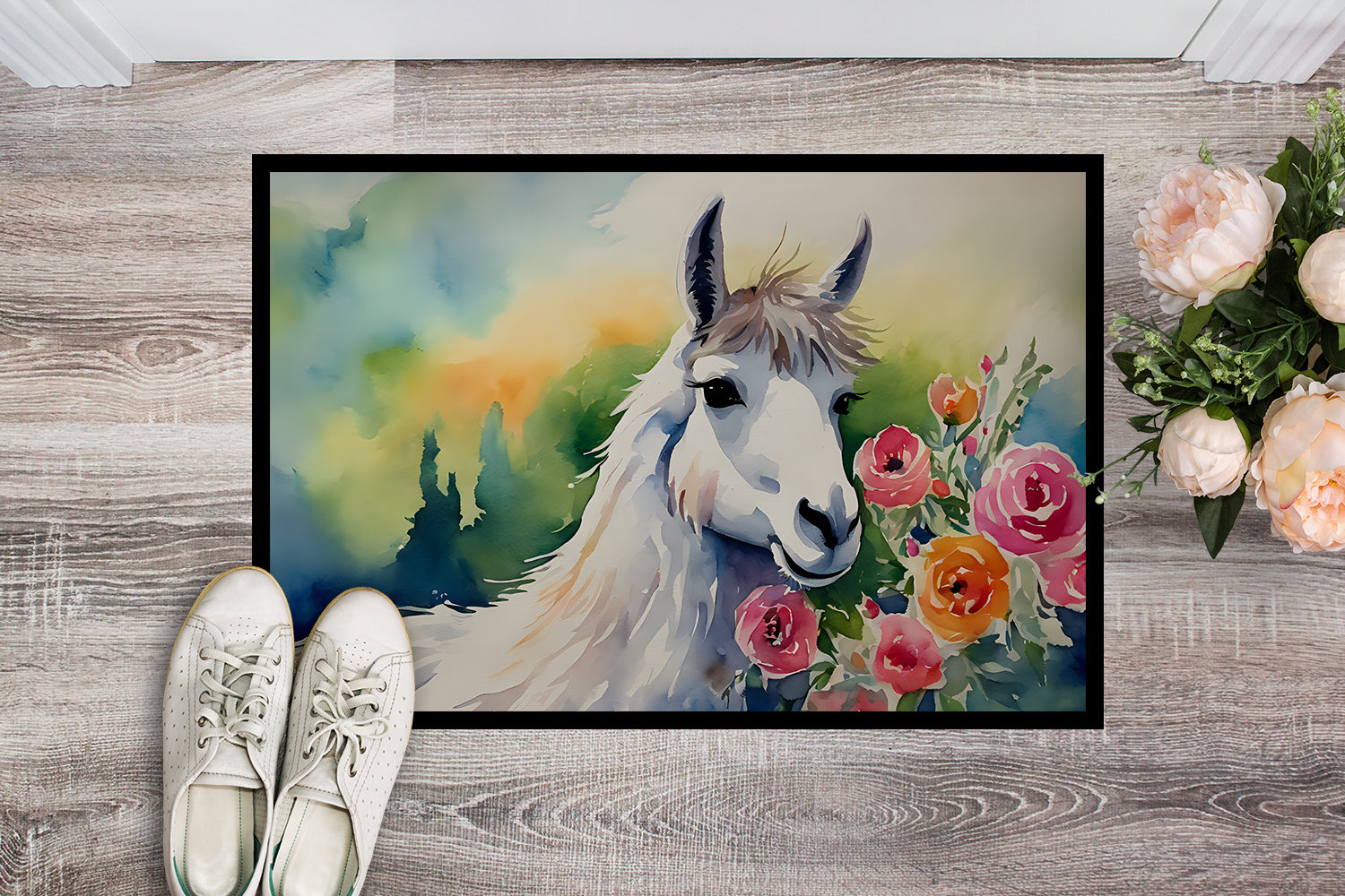 Llama Doormat Indoor Outdoor 24H X 36W Front Door Mat Rugs for Entryway, Non Slip Washable Low Pile,