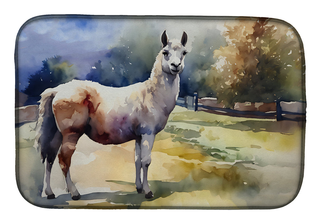 Llama Dish Drying Mat Absorbent Dish Drying Mat Pad for Kitchen Counter Dish Drainer Mat for Countertop, 14 x 21", Multicolor
