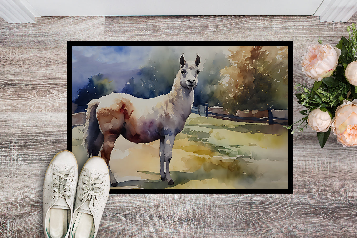 Llama Doormat Indoor Outdoor 24H X 36W Front Door Mat Rugs for Entryway, Non Slip Washable Low Pile,