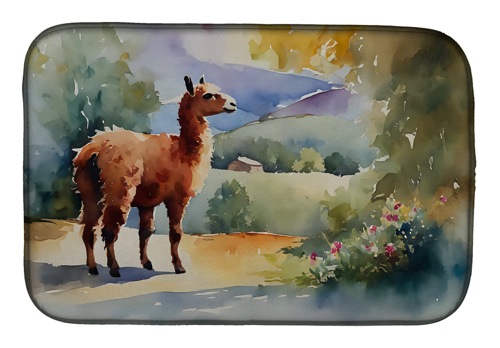 Llama Dish Drying Mat Absorbent Dish Drying Mat Pad for Kitchen Counter Dish Drainer Mat for Countertop, 14 x 21", Multicolor