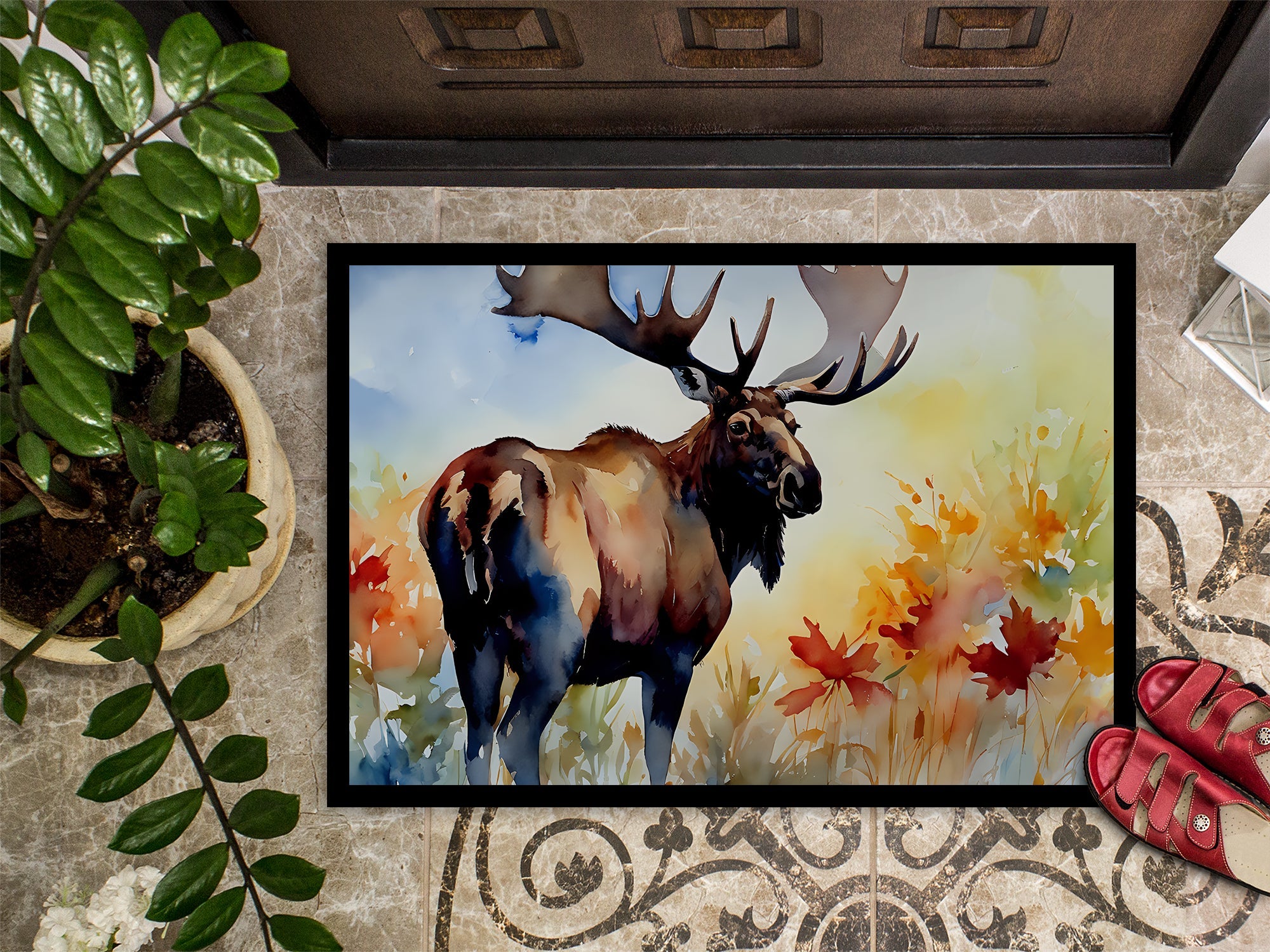 Moose Doormat Indoor Outdoor 18H X 27W Front Door Mat Rugs for Entryway, Non Slip Washable