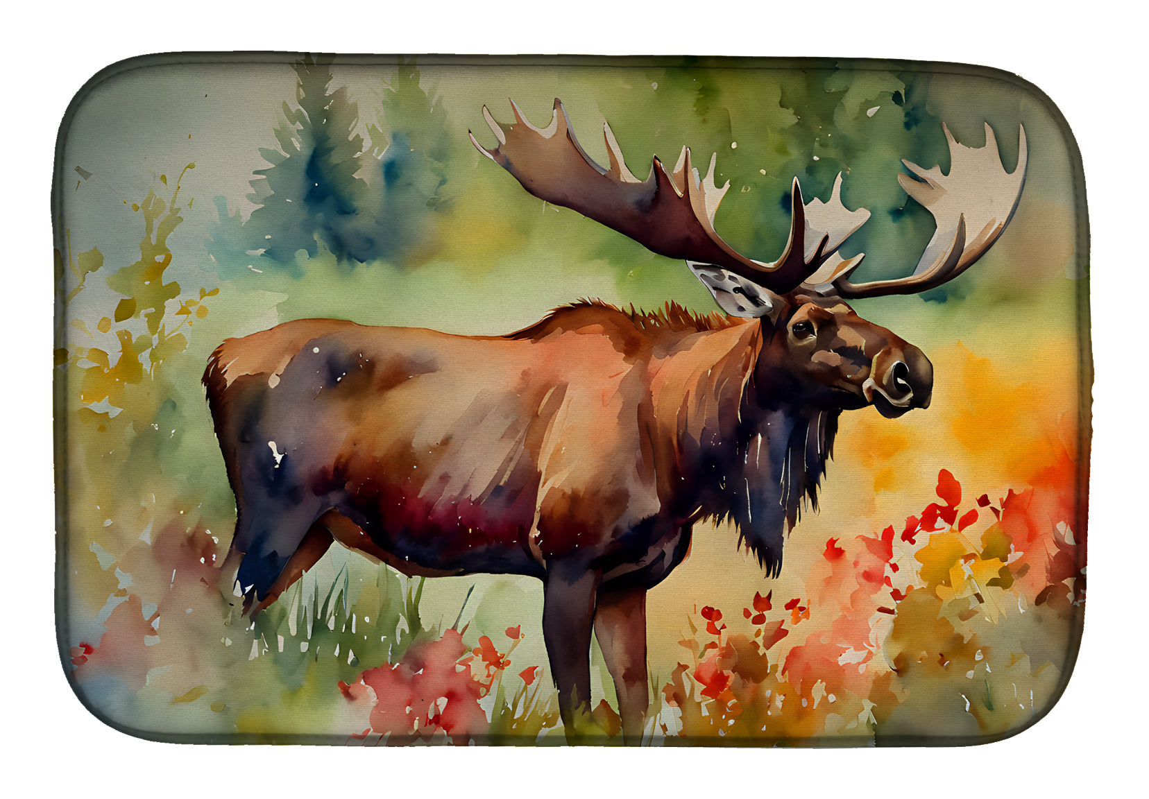 Moose Dish Drying Mat Absorbent Dish Drying Mat Pad for Kitchen Counter Dish Drainer Mat for Countertop, 14 x 21", Multicolor