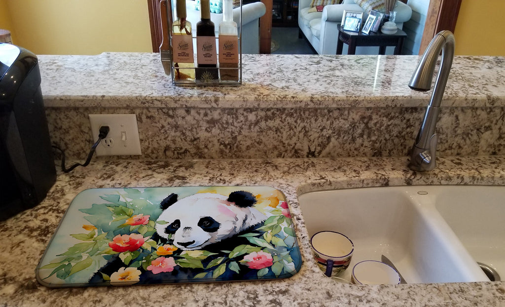 Panda Dish Drying Mat Absorbent Dish Drying Mat Pad for Kitchen Counter Dish Drainer Mat for Countertop, 14 x 21", Multicolor