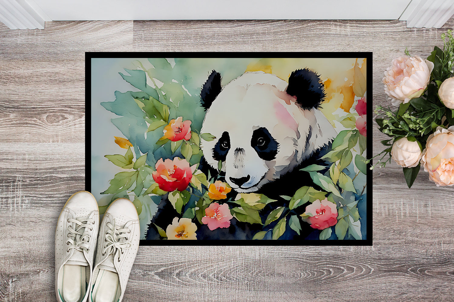 Panda Doormat Indoor Outdoor 24H X 36W Front Door Mat Rugs for Entryway, Non Slip Washable Low Pile,