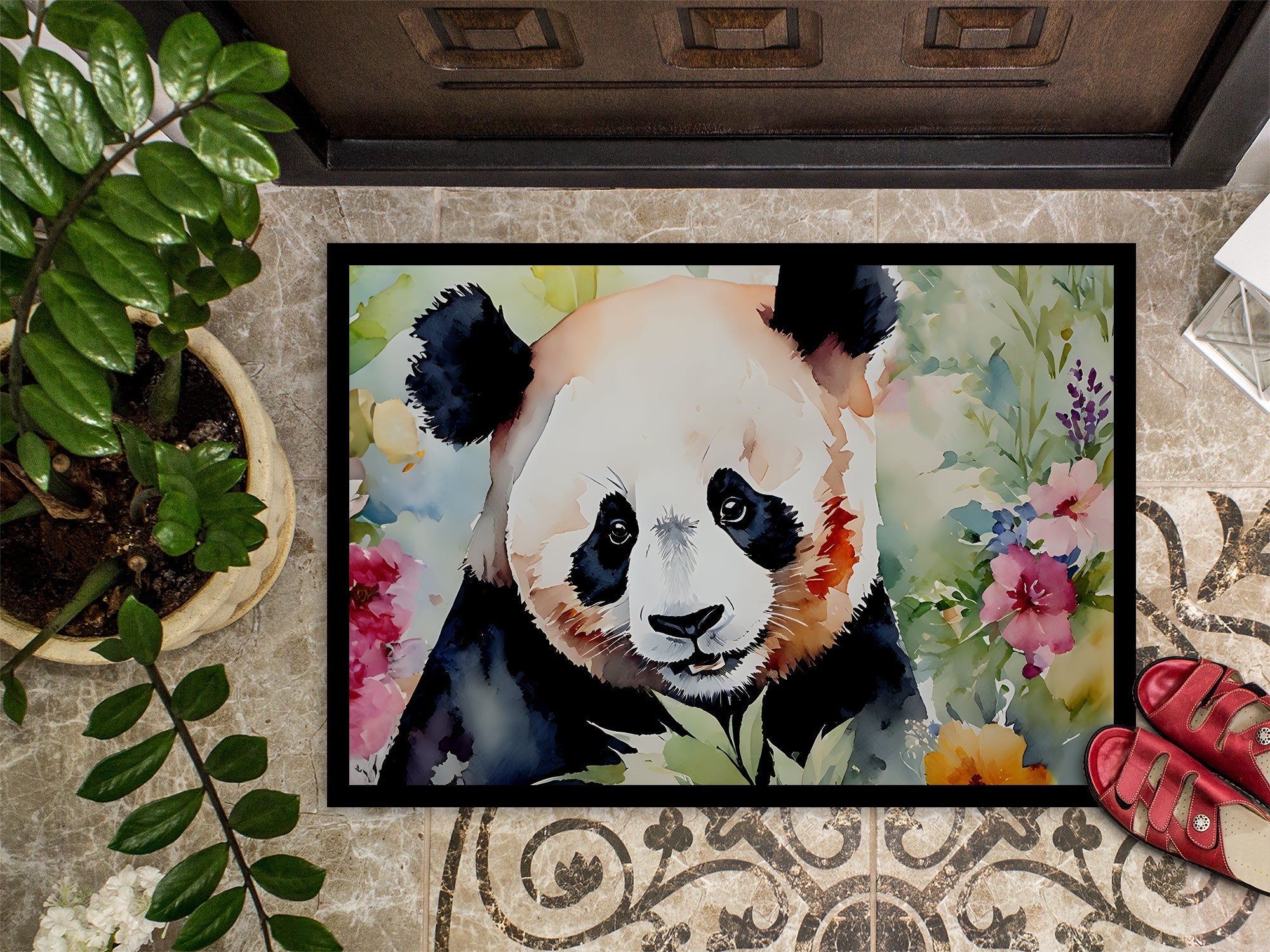 Panda Doormat Indoor Outdoor 18H X 27W Front Door Mat Rugs for Entryway, Non Slip Washable