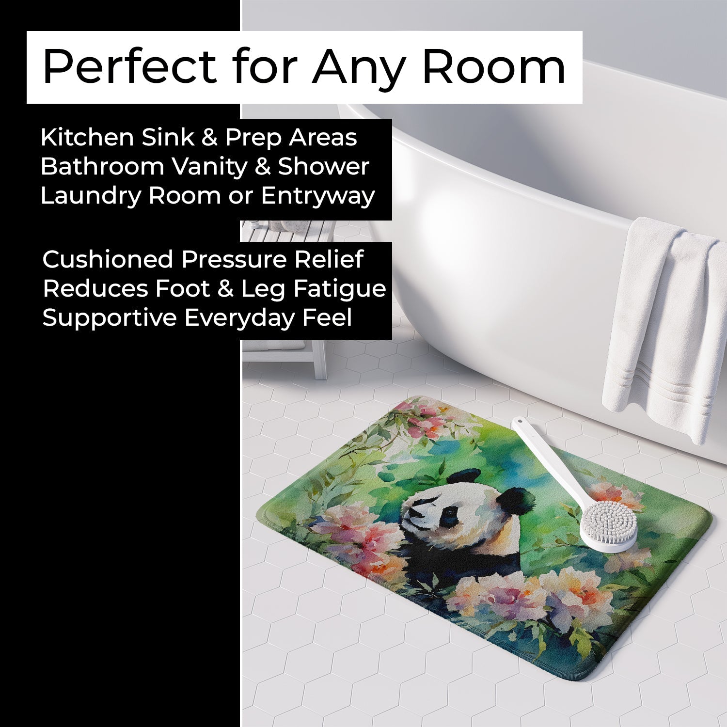 Panda Memory Foam Kitchen Mat Machine Washable Anti-Fatigue Cushion Comfort Bath or Kitchen Rug