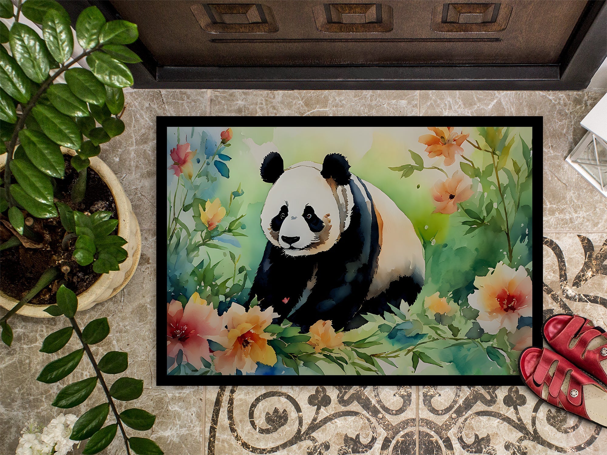 Panda Doormat Indoor Outdoor 18H X 27W Front Door Mat Rugs for Entryway, Non Slip Washable