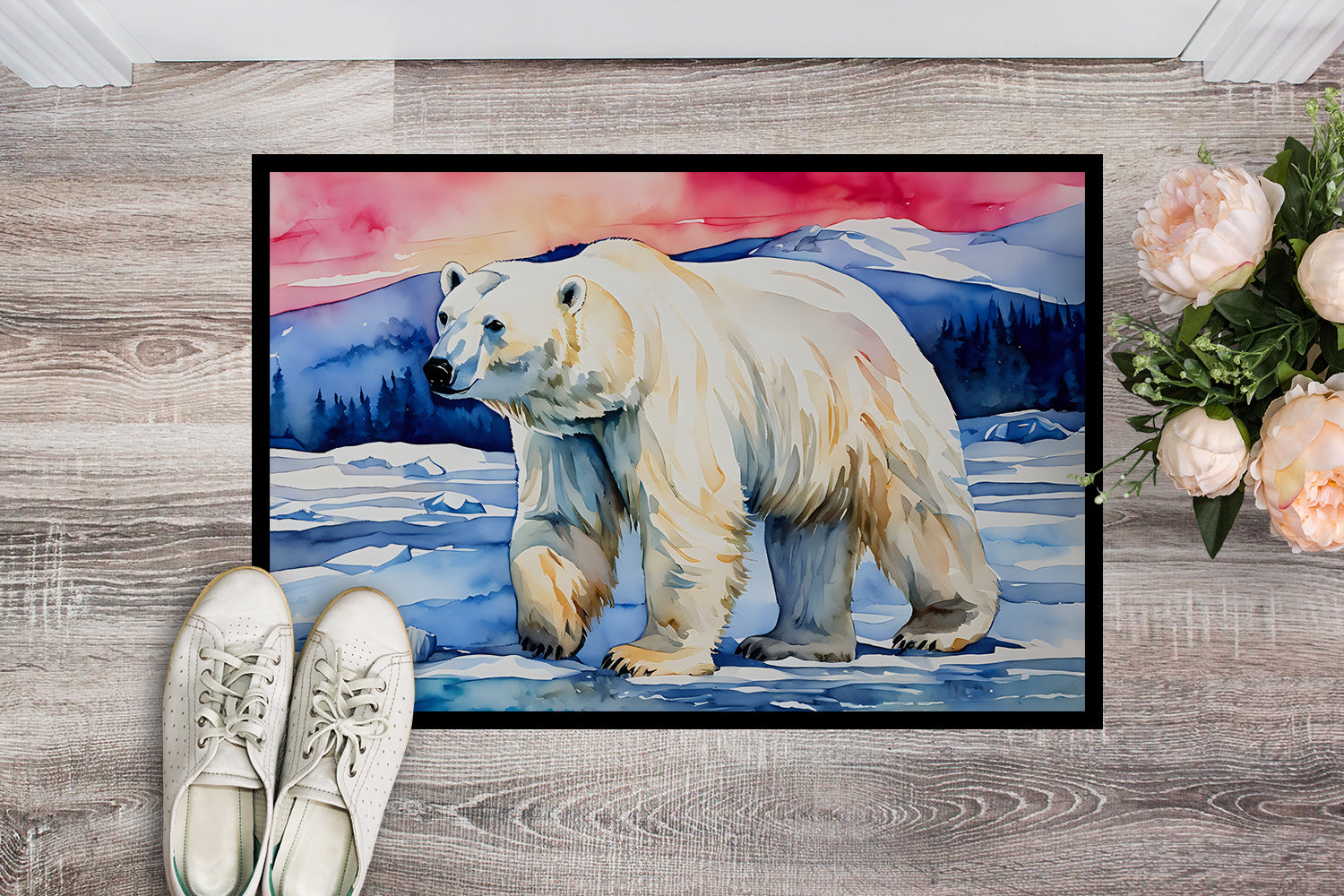 Polar Bear Doormat Indoor Outdoor 24H X 36W Front Door Mat Rugs for Entryway, Non Slip Washable Low Pile,