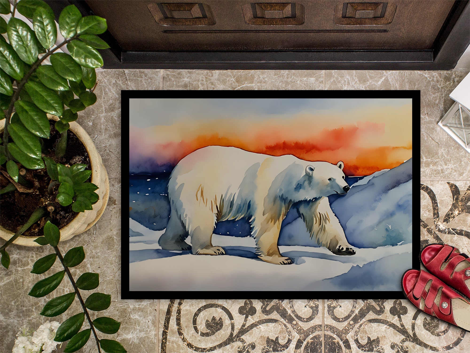 Polar Bear Doormat Indoor Outdoor 18H X 27W Front Door Mat Rugs for Entryway, Non Slip Washable