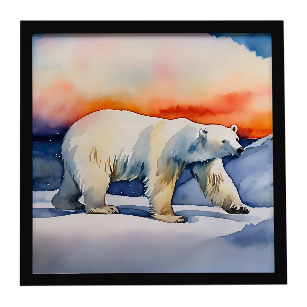 Polar Bear Framed Metal Print Bathroom, Kitchen, Office, Home Decor Wall Art Ready to Hang, Square, 8X8