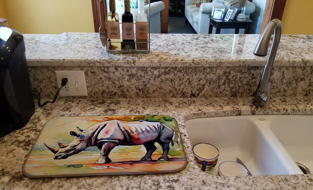 Rhinoceros Dish Drying Mat Absorbent Dish Drying Mat Pad for Kitchen Counter Dish Drainer Mat for Countertop, 14 x 21", Multicolor