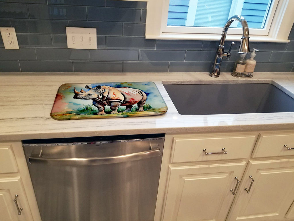 Rhinoceros Dish Drying Mat Absorbent Dish Drying Mat Pad for Kitchen Counter Dish Drainer Mat for Countertop, 14 x 21", Multicolor