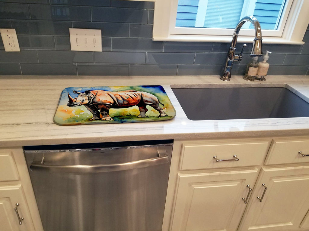 Rhinoceros Dish Drying Mat Absorbent Dish Drying Mat Pad for Kitchen Counter Dish Drainer Mat for Countertop, 14 x 21", Multicolor