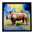 Rhinoceros Framed Metal Print Bathroom, Kitchen, Office, Home Decor Wall Art Ready to Hang, Square, 8X8