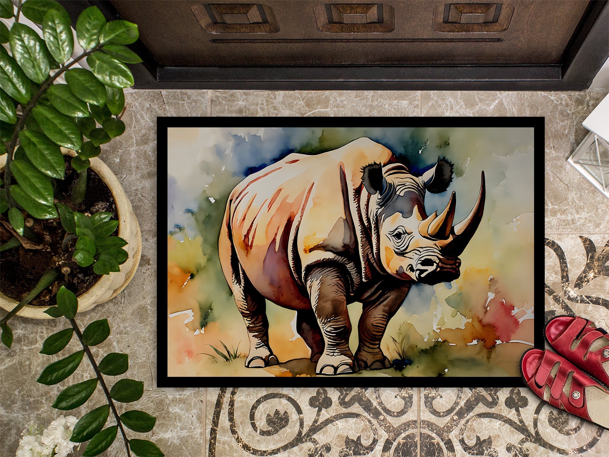 Rhinoceros Doormat Indoor Outdoor 18H X 27W Front Door Mat Rugs for Entryway, Non Slip Washable