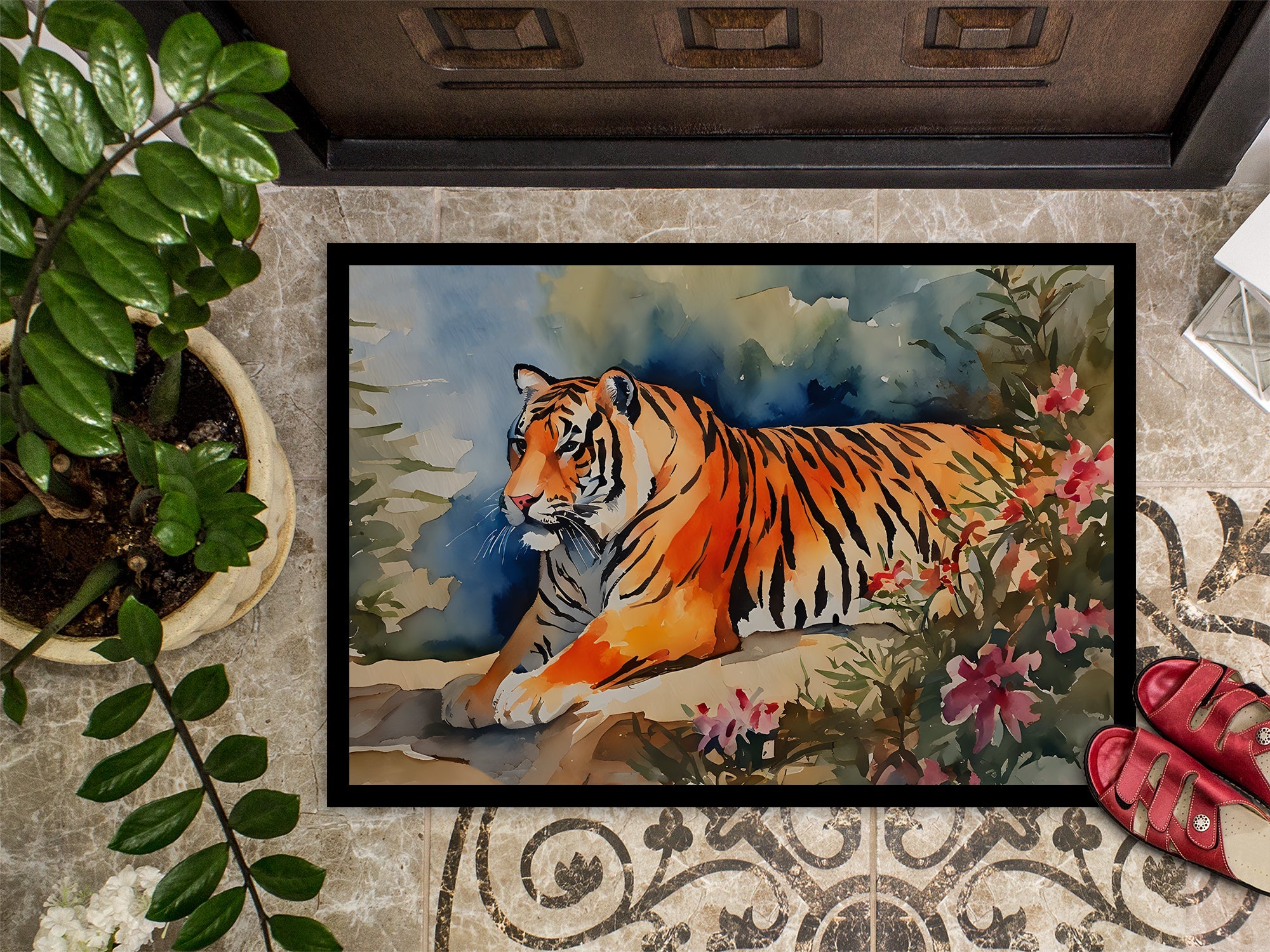 Tiger Doormat Indoor Outdoor 24H X 36W Front Door Mat Rugs for Entryway, Non Slip Washable Low Pile,