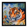 Tiger Framed Metal Print Bathroom, Kitchen, Office, Home Decor Wall Art Ready to Hang, Square, 8X8