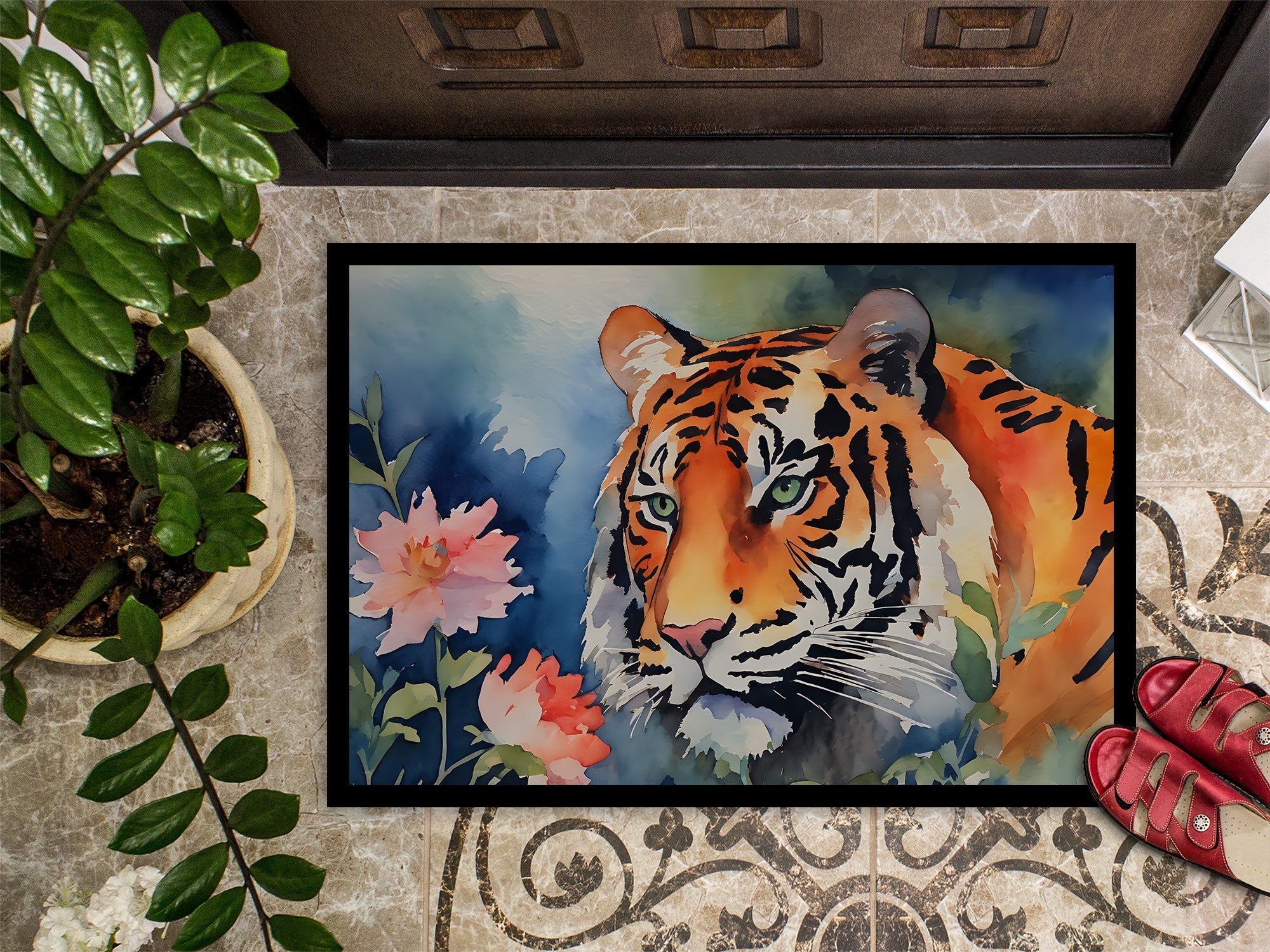 Tiger Doormat Indoor Outdoor 18H X 27W Front Door Mat Rugs for Entryway, Non Slip Washable