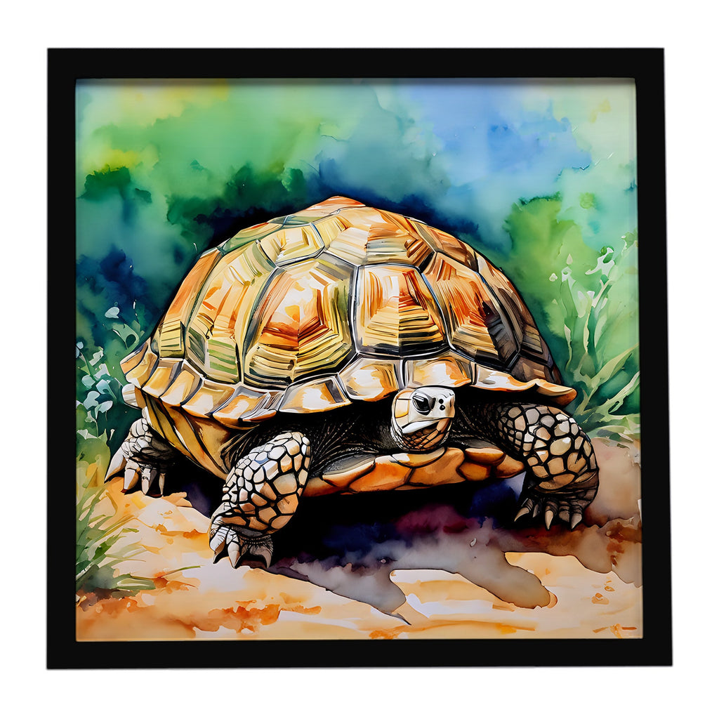 Turtles Tortoises Framed Metal Print Bathroom, Kitchen, Office, Home Decor Wall Art Ready to Hang, Square, 8X8