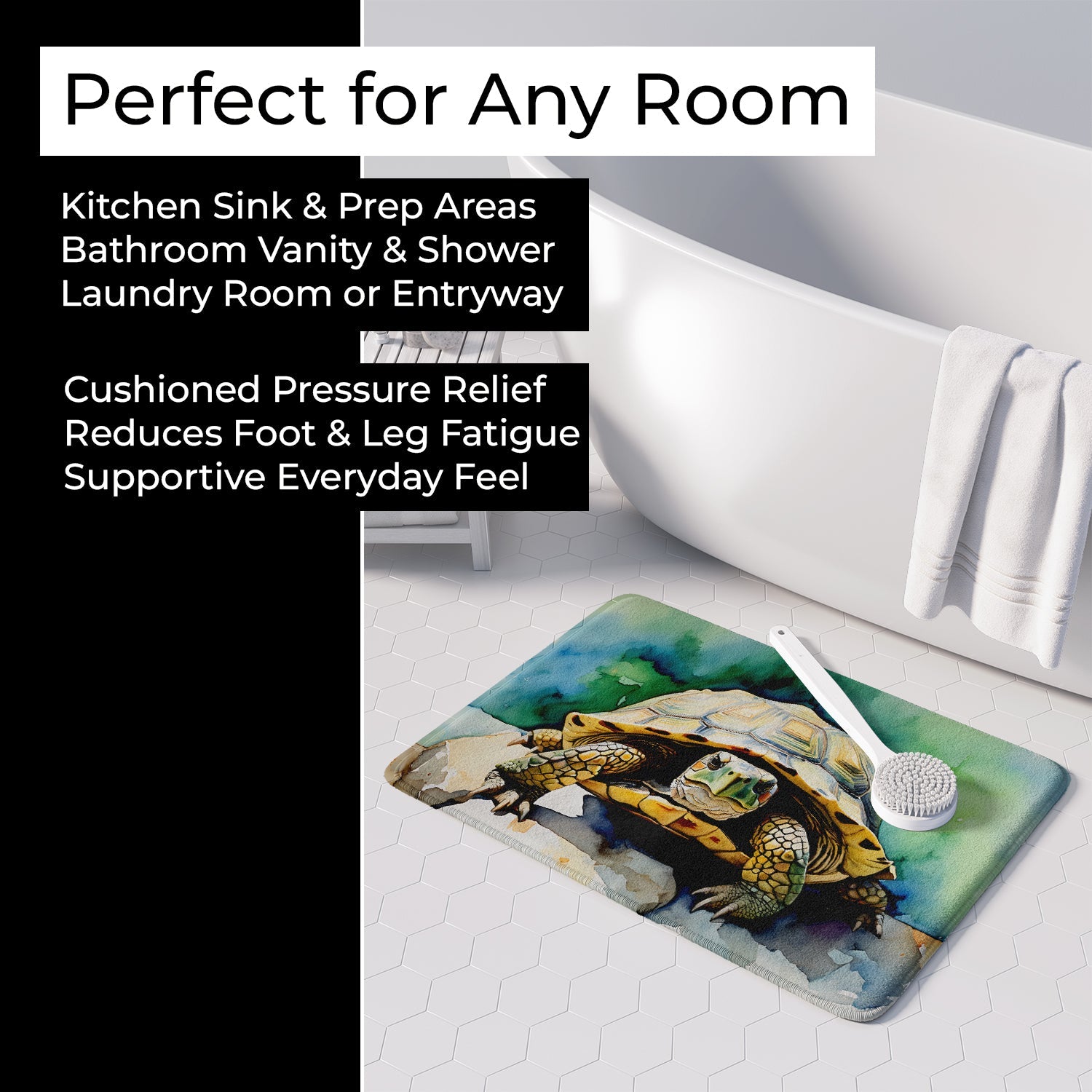 Turtles Tortoises Memory Foam Kitchen Mat Machine Washable Anti-Fatigue Cushion Comfort Bath or Kitchen Rug
