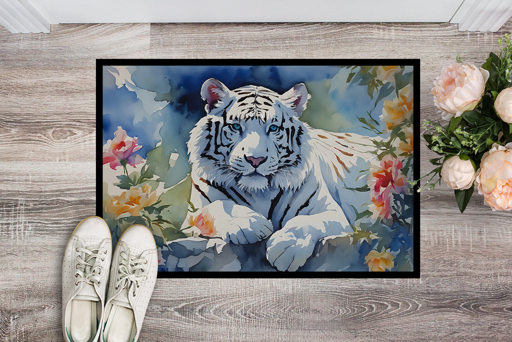 White Tiger Doormat Indoor Outdoor 18H X 27W Front Door Mat Rugs for Entryway, Non Slip Washable