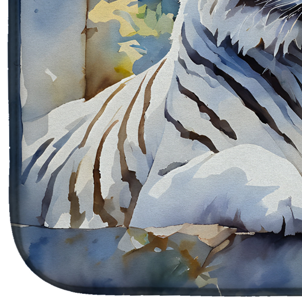 White Tiger Dish Drying Mat Absorbent Dish Drying Mat Pad for Kitchen Counter Dish Drainer Mat for Countertop, 14 x 21", Multicolor