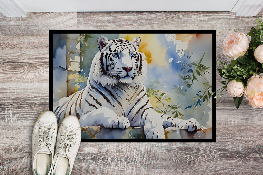 White Tiger Doormat Indoor Outdoor 24H X 36W Front Door Mat Rugs for Entryway, Non Slip Washable Low Pile,