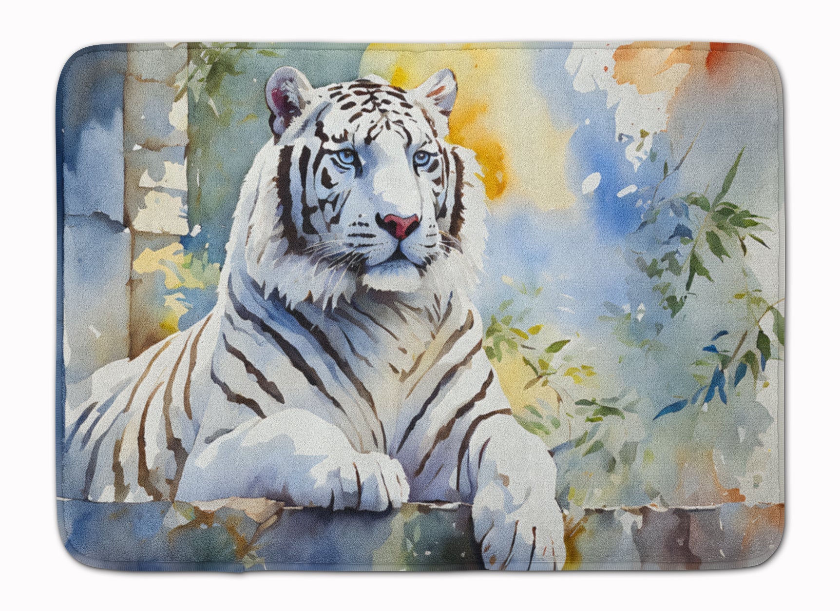 White Tiger Memory Foam Kitchen Mat Machine Washable Anti-Fatigue Cushion Comfort Bath or Kitchen Rug