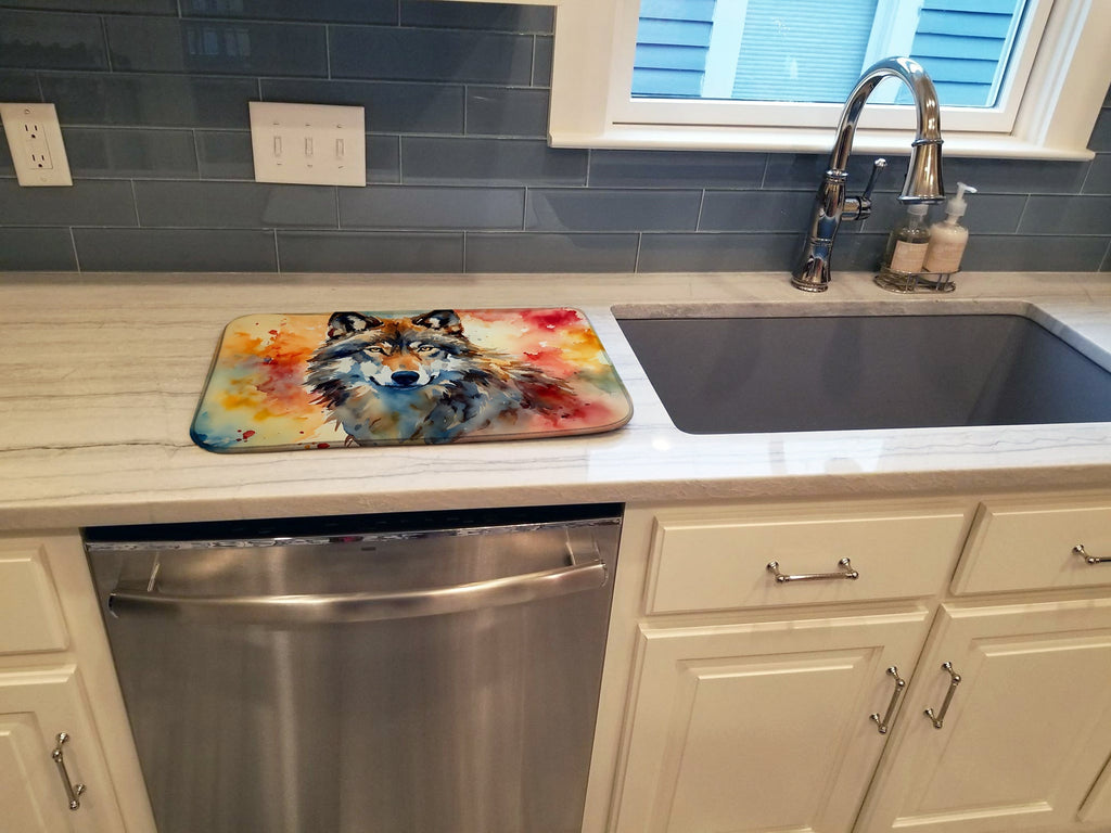 Wolves Wolf Dish Drying Mat Absorbent Dish Drying Mat Pad for Kitchen Counter Dish Drainer Mat for Countertop, 14 x 21", Multicolor