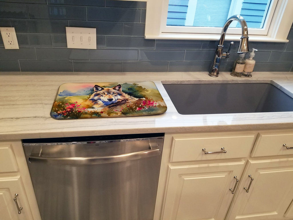 Wolves Wolf Dish Drying Mat Absorbent Dish Drying Mat Pad for Kitchen Counter Dish Drainer Mat for Countertop, 14 x 21", Multicolor