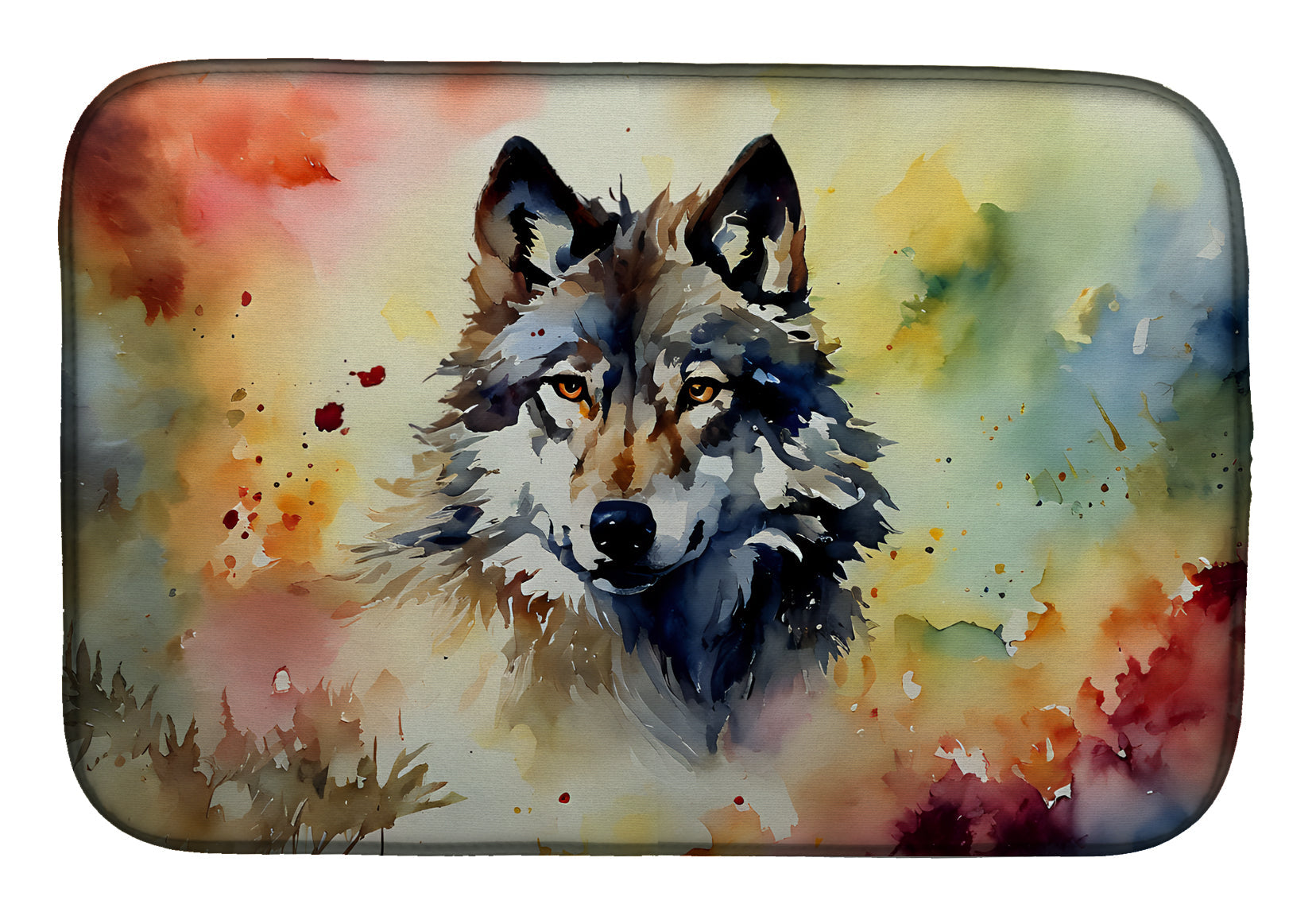Wolves Wolf Dish Drying Mat Absorbent Dish Drying Mat Pad for Kitchen Counter Dish Drainer Mat for Countertop, 14 x 21", Multicolor