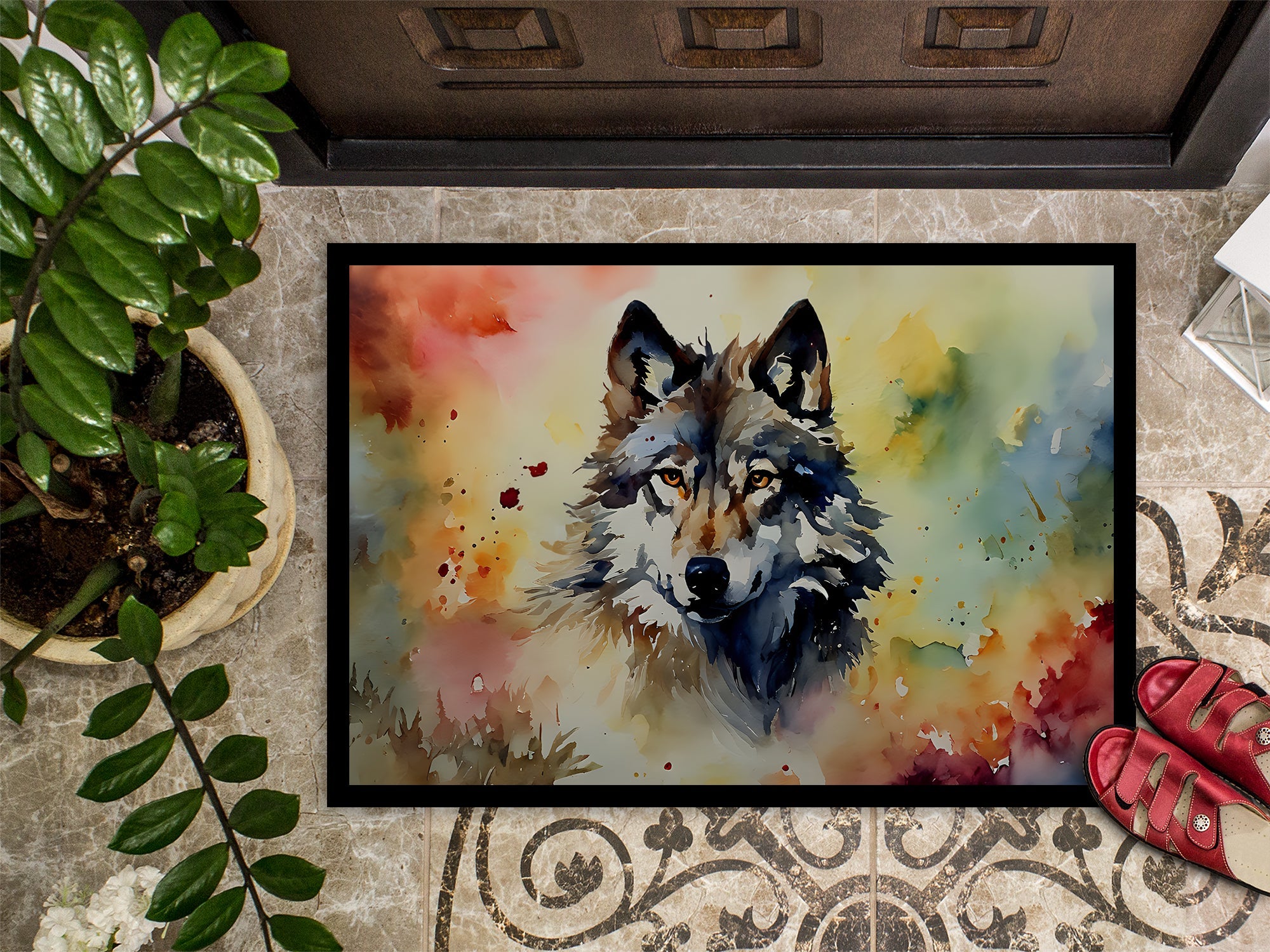 Wolves Wolf  Doormat Indoor Outdoor 18H X 27W Front Door Mat Rugs for Entryway, Non Slip Washable