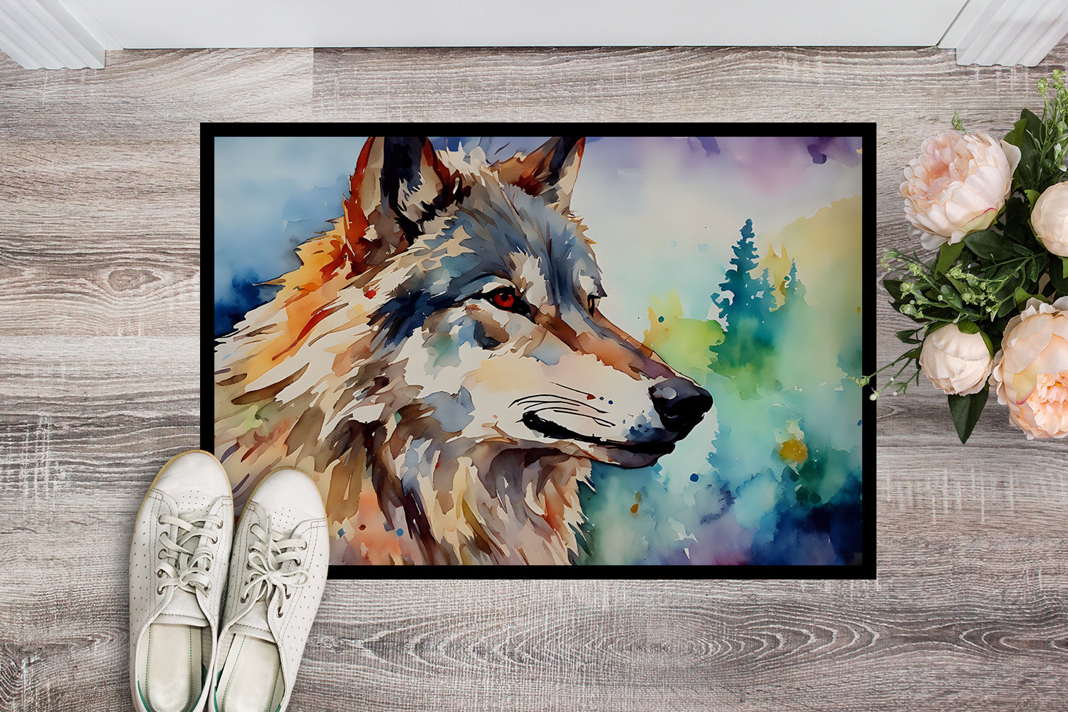 Wolves Wolf  Doormat Indoor Outdoor 24H X 36W Front Door Mat Rugs for Entryway, Non Slip Washable Low Pile,