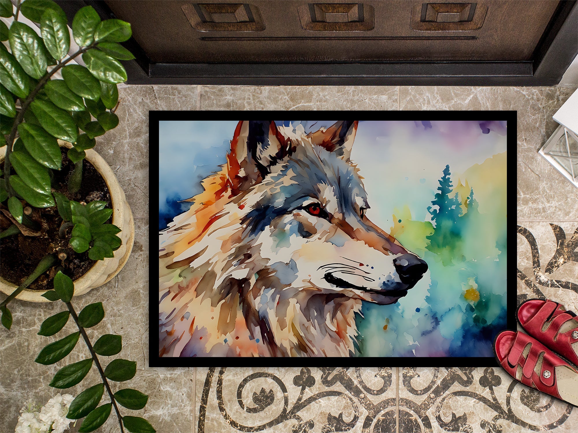 Wolves Wolf  Doormat Indoor Outdoor 18H X 27W Front Door Mat Rugs for Entryway, Non Slip Washable