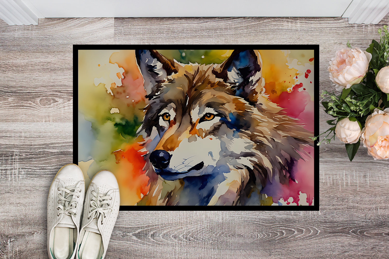 Wolves Wolf  Doormat Indoor Outdoor 18H X 27W Front Door Mat Rugs for Entryway, Non Slip Washable