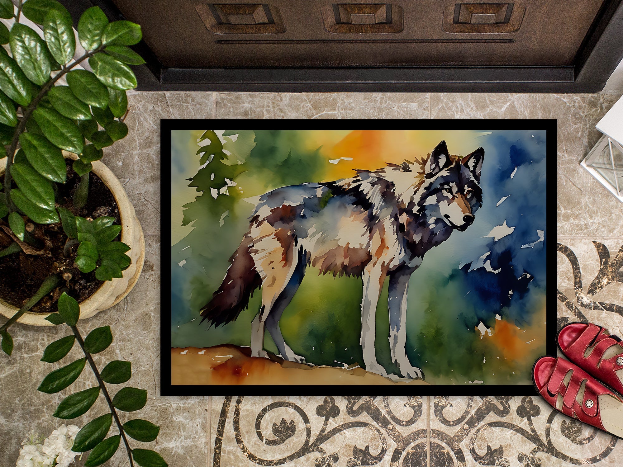 Wolves Wolf  Doormat Indoor Outdoor 24H X 36W Front Door Mat Rugs for Entryway, Non Slip Washable Low Pile,