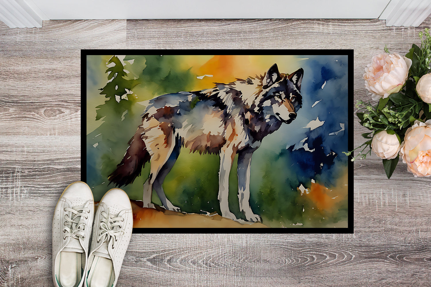 Wolves Wolf  Doormat Indoor Outdoor 18H X 27W Front Door Mat Rugs for Entryway, Non Slip Washable