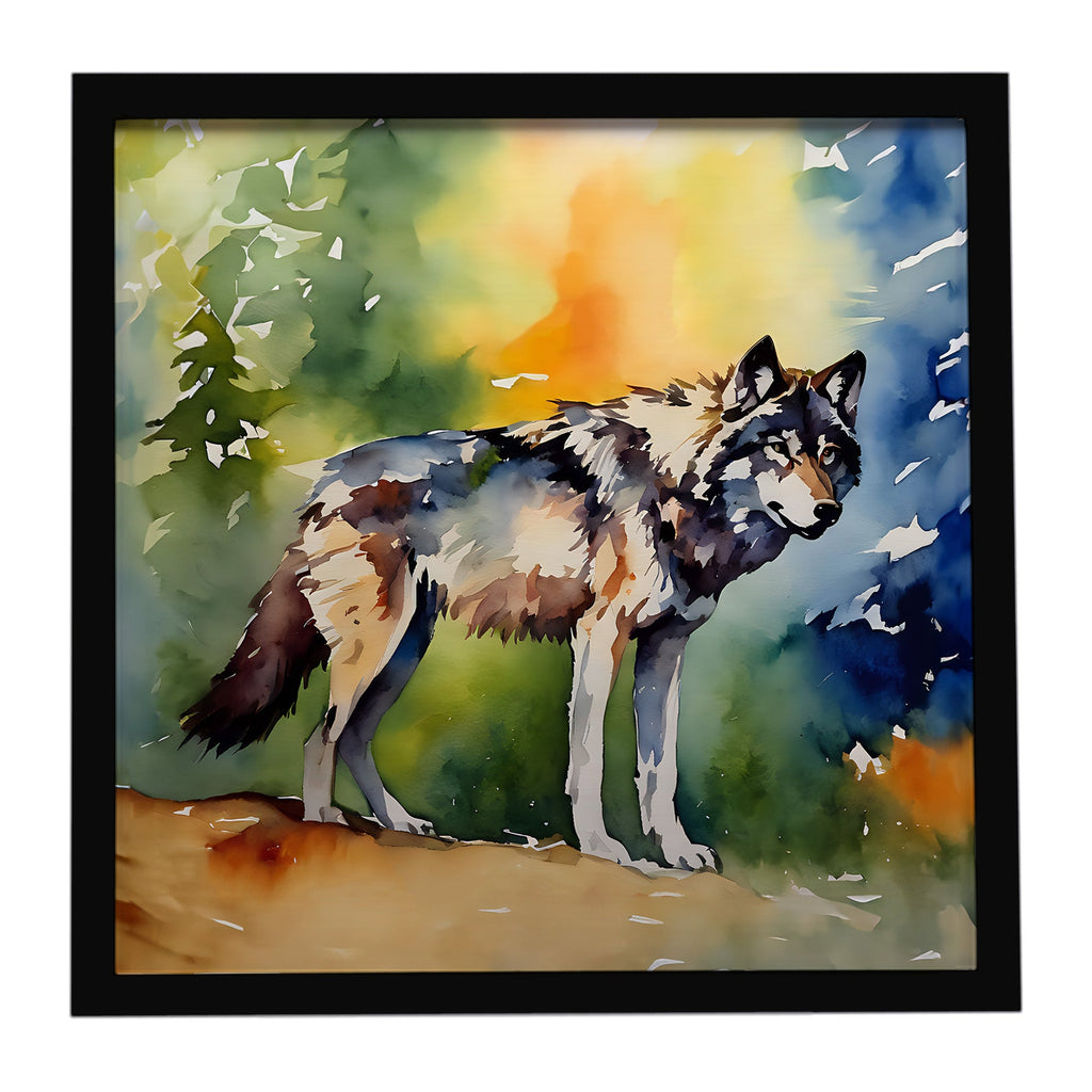 Wolves Wolf  Framed Metal Print Bathroom, Kitchen, Office, Home Decor Wall Art Ready to Hang, Square, 8X8