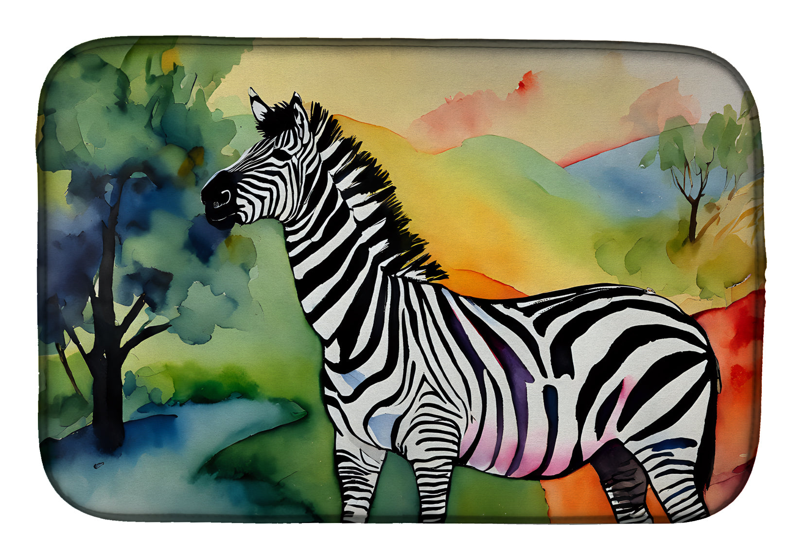 Zebra Dish Drying Mat Absorbent Dish Drying Mat Pad for Kitchen Counter Dish Drainer Mat for Countertop, 14 x 21", Multicolor