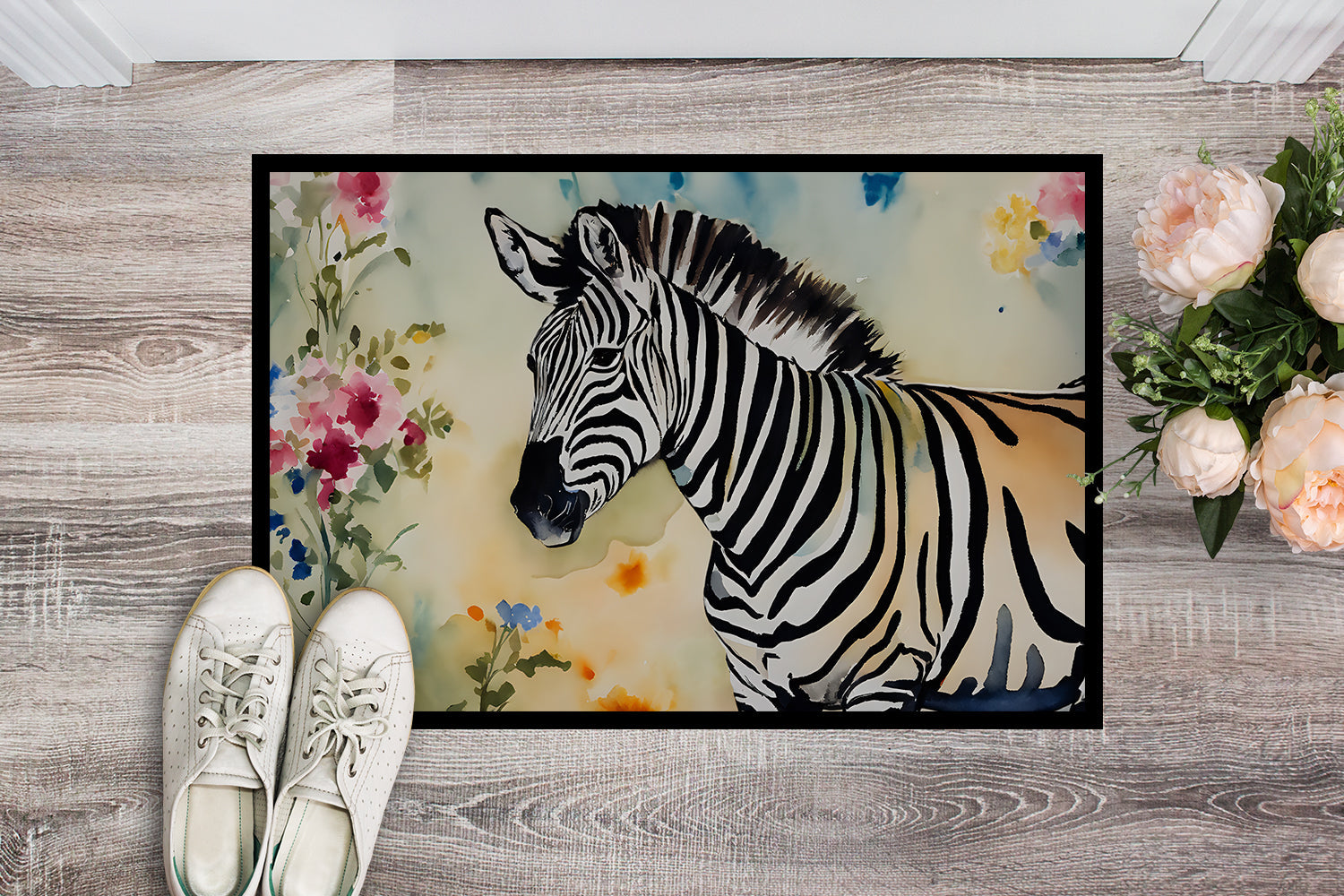 Zebra Doormat Indoor Outdoor 18H X 27W Front Door Mat Rugs for Entryway, Non Slip Washable