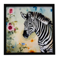 Zebra Framed Metal Print Bathroom, Kitchen, Office, Home Decor Wall Art Ready to Hang, Square, 8X8