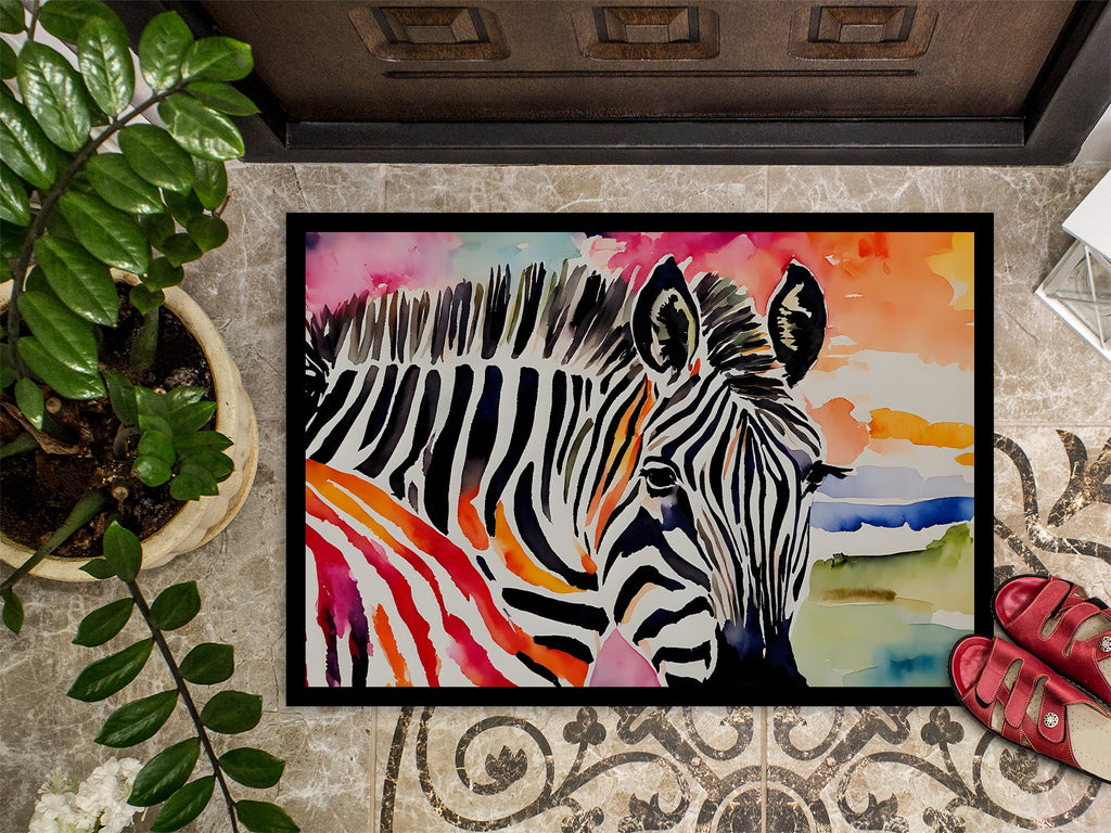 Zebra Doormat Indoor Outdoor 24H X 36W Front Door Mat Rugs for Entryway, Non Slip Washable Low Pile,