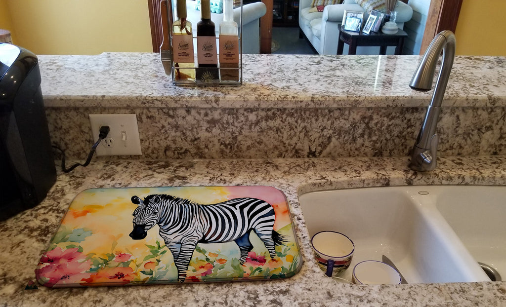 Zebra Dish Drying Mat Absorbent Dish Drying Mat Pad for Kitchen Counter Dish Drainer Mat for Countertop, 14 x 21", Multicolor