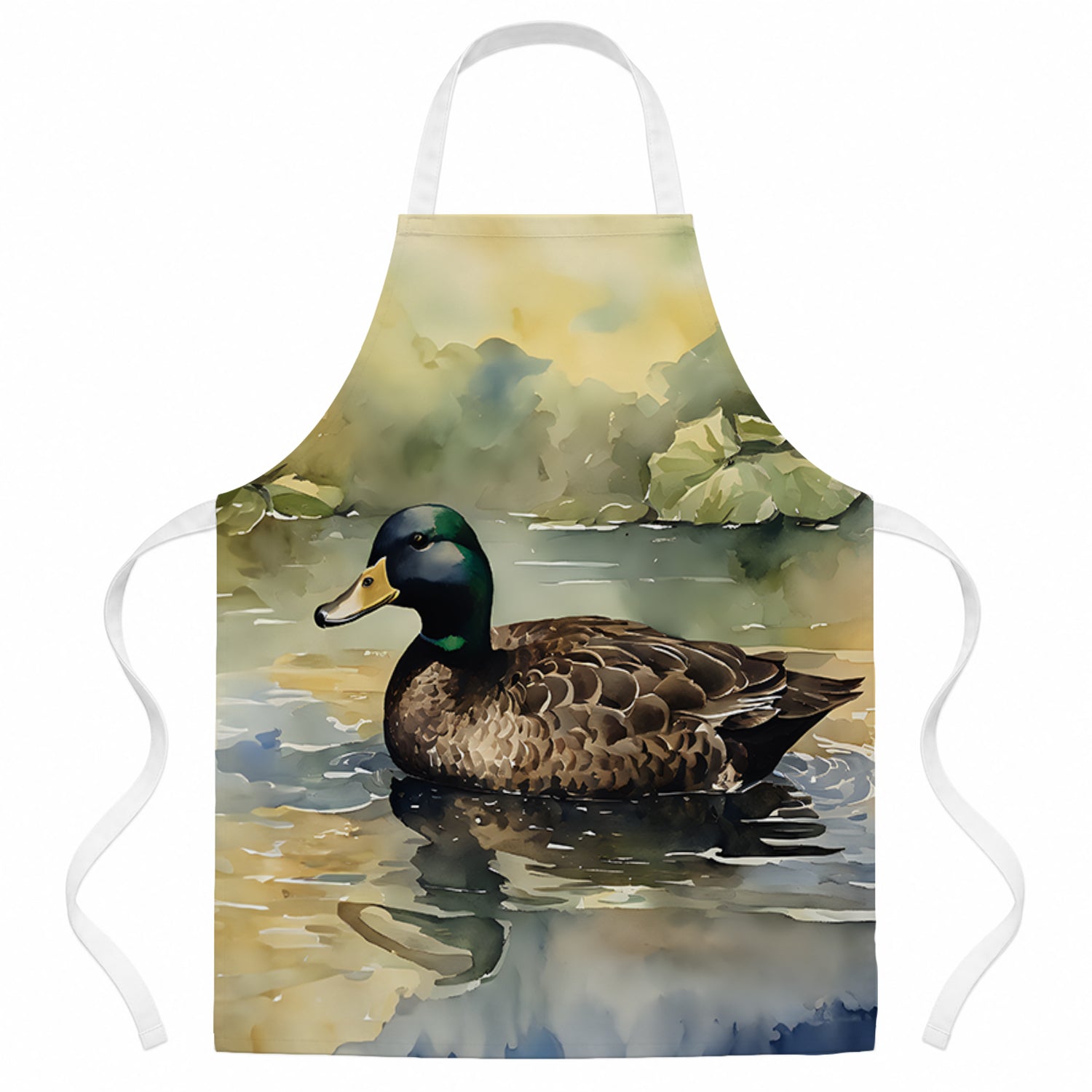 Mallard Duck Swimming Lake Apron Cooking Kitchen Server Baking Crafts Gardening for Adult Women Men, Unisex, Large, Multicolor