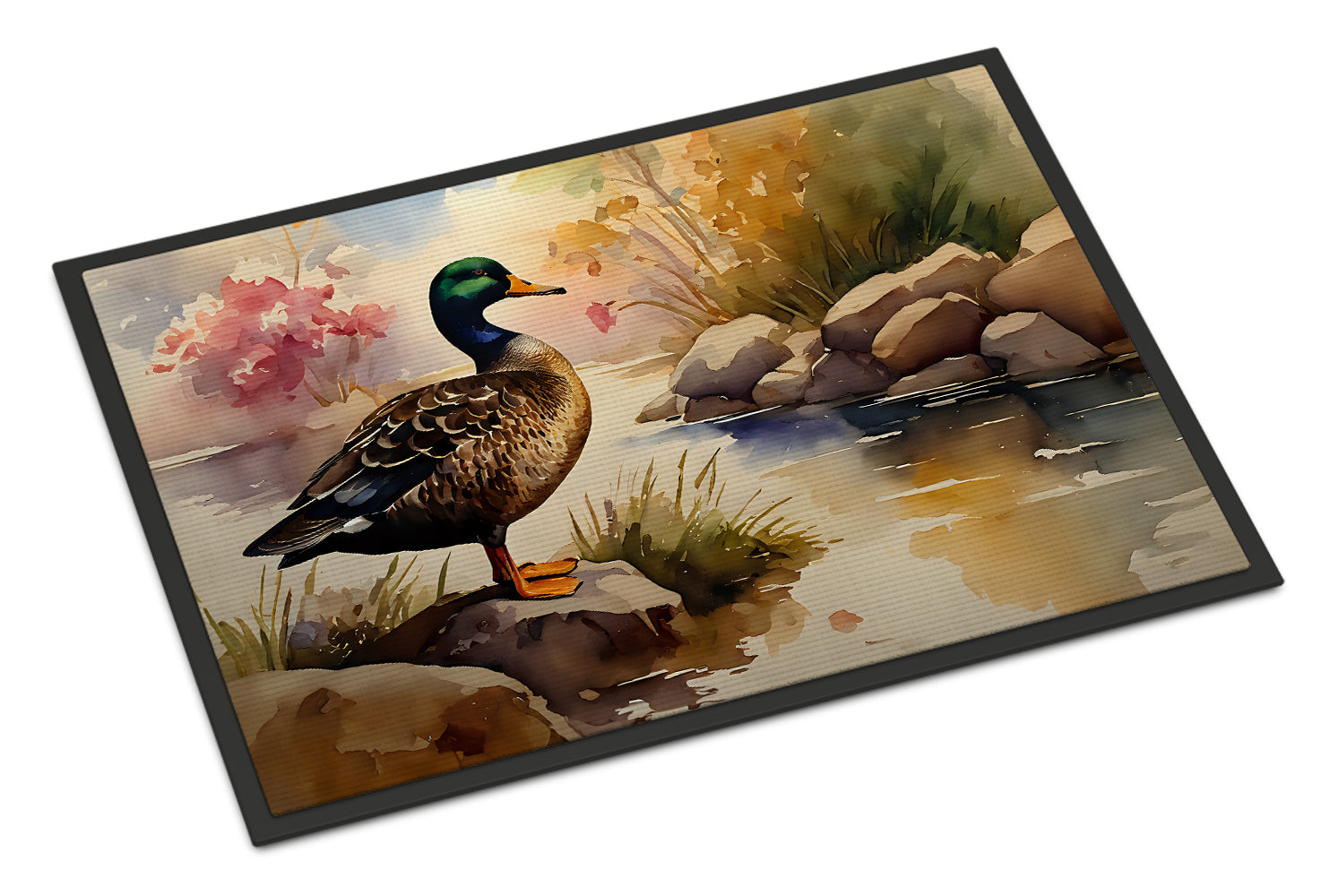 Mallard Duck Standing Lakeside Doormat Indoor Outdoor 24H X 36W Front Door Mat Rugs for Entryway, Non Slip Washable Low Pile,
