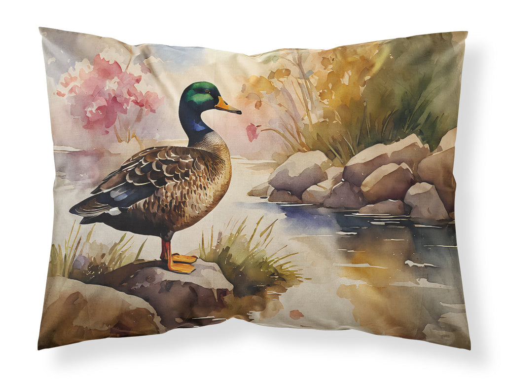 Mallard Duck Standing Lakeside Standard Pillowcase Lightweight Super Soft Easy Care Decorative Artwork Pillowcase, Standard