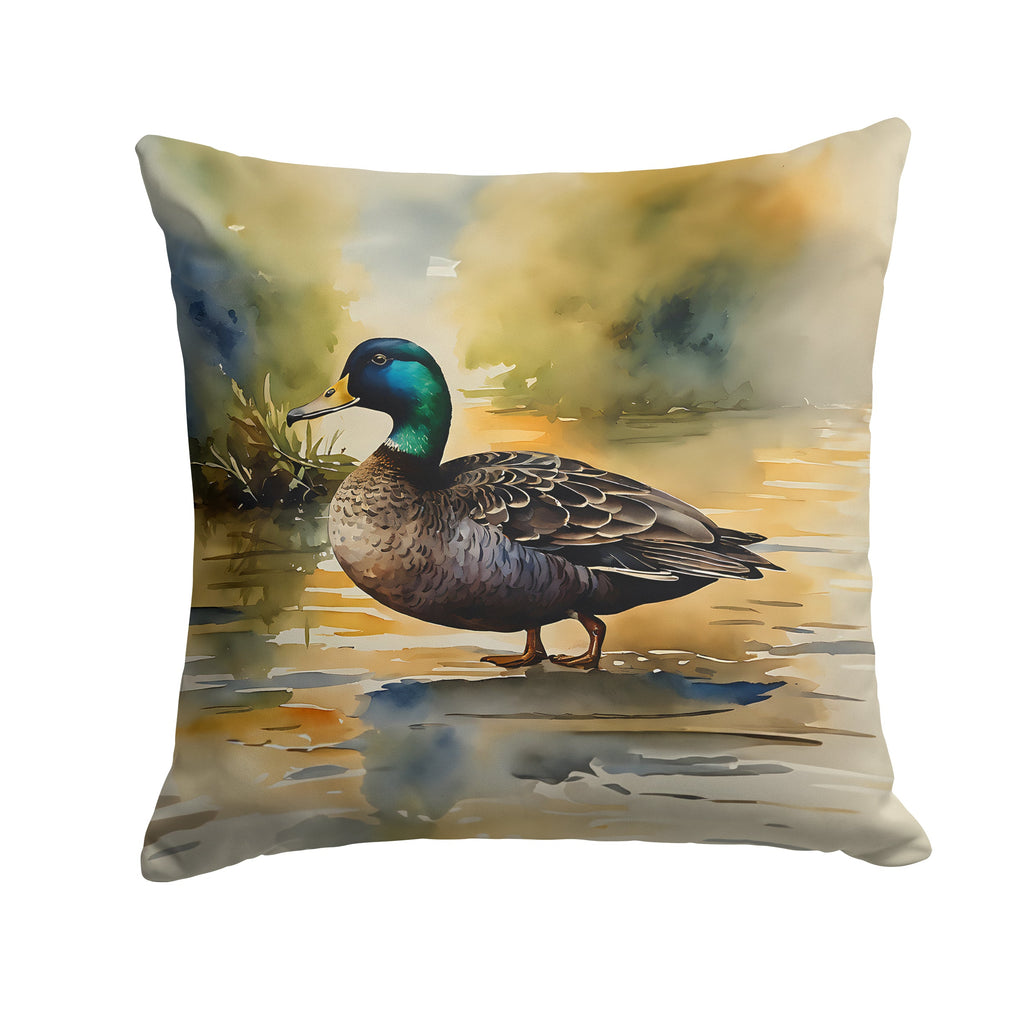 Mallard Duck Shoreline Decorative Throw Pillow 14x14 Indoor Outdoor Accent Cushion, Fabric Cover with Insert for Sofa, Bed, Porch & Living Room