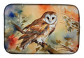 Perched Owl Woodland Wildlife Dish Drying Mat Absorbent Dish Drying Mat Pad for Kitchen Counter Dish Drainer Mat for Countertop, 14 x 21", Multicolor