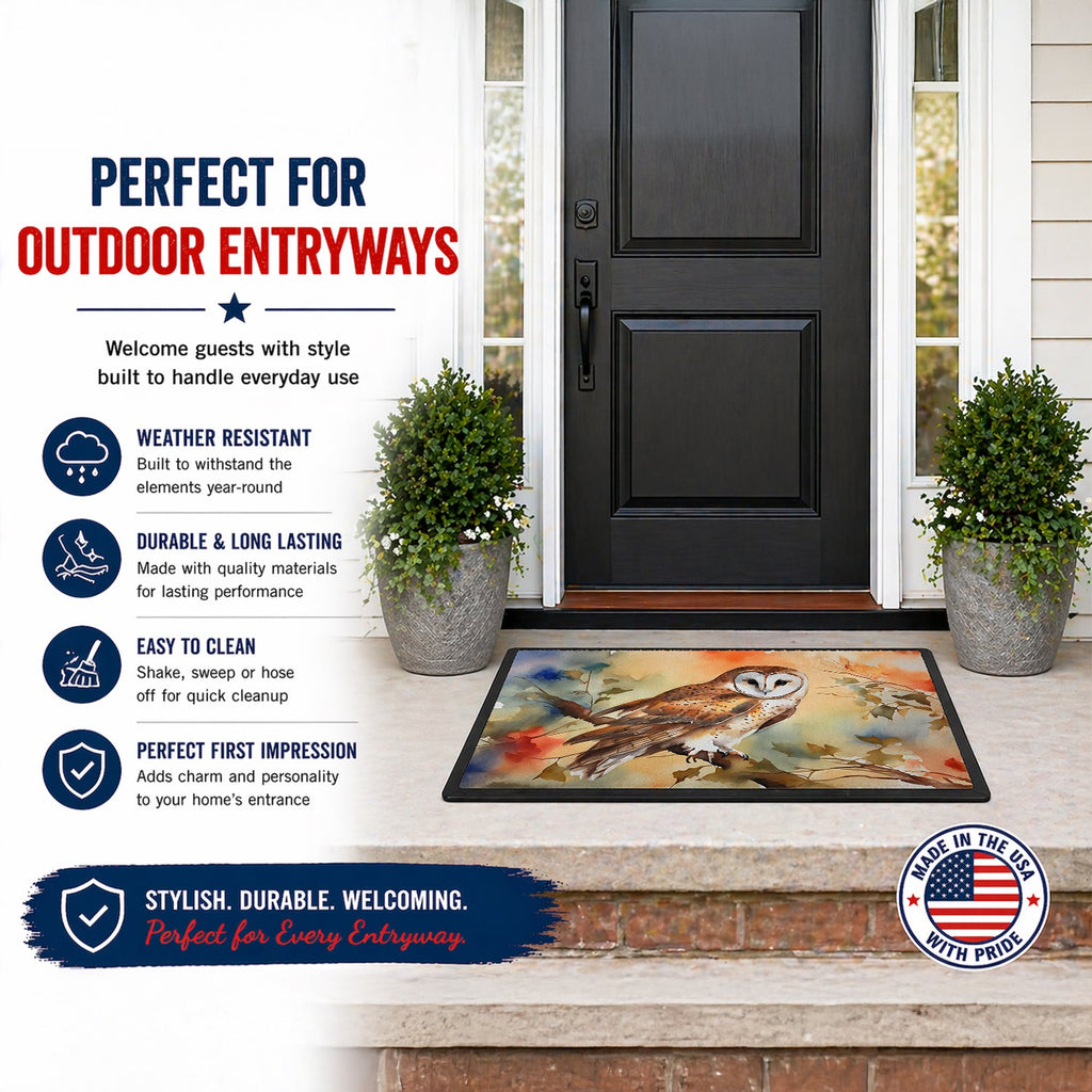 Perched Owl Woodland Wildlife Doormat Indoor Outdoor 24H X 36W Front Door Mat Rugs for Entryway, Non Slip Washable Low Pile,